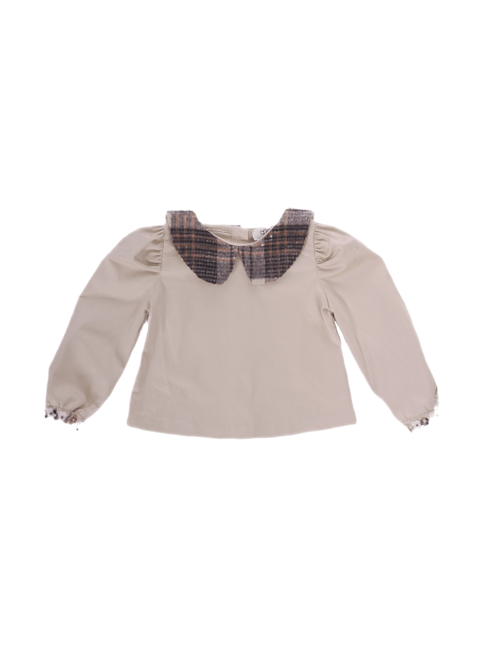 Camicia per neonata A'lapage beige con colletto con motivo scozzese - Rubino Kids