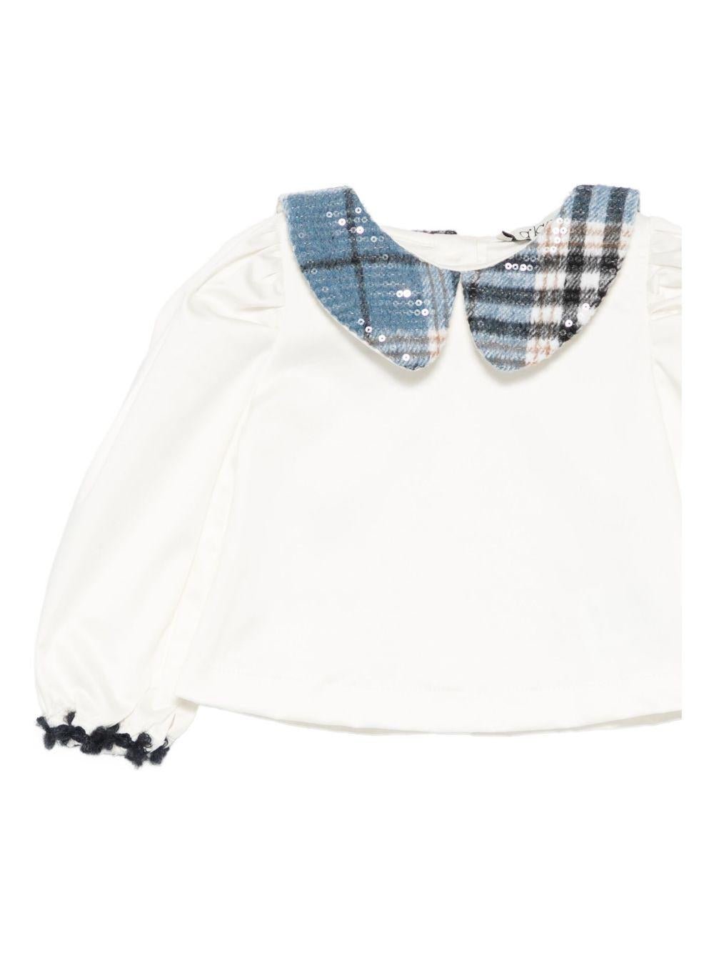Camicia per neonata A'lapage bianca con colletto con motivo scozzese - Rubino Kids