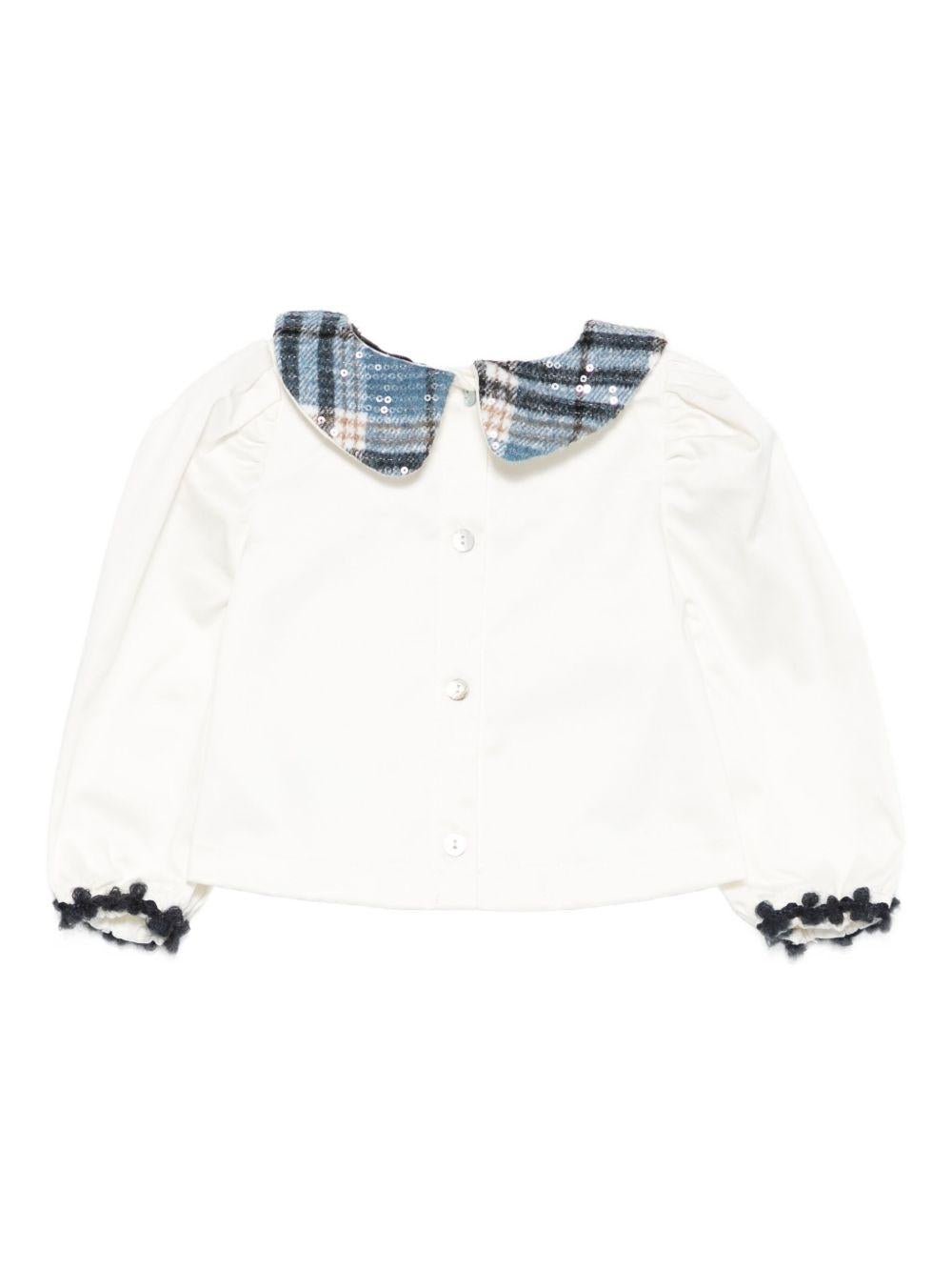 Camicia per neonata A'lapage bianca con colletto con motivo scozzese - Rubino Kids