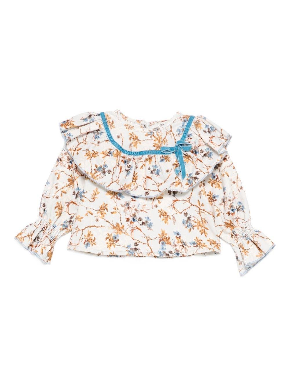 Camicia per neonata A'lapage écru con stampa floreale - Rubino Kids