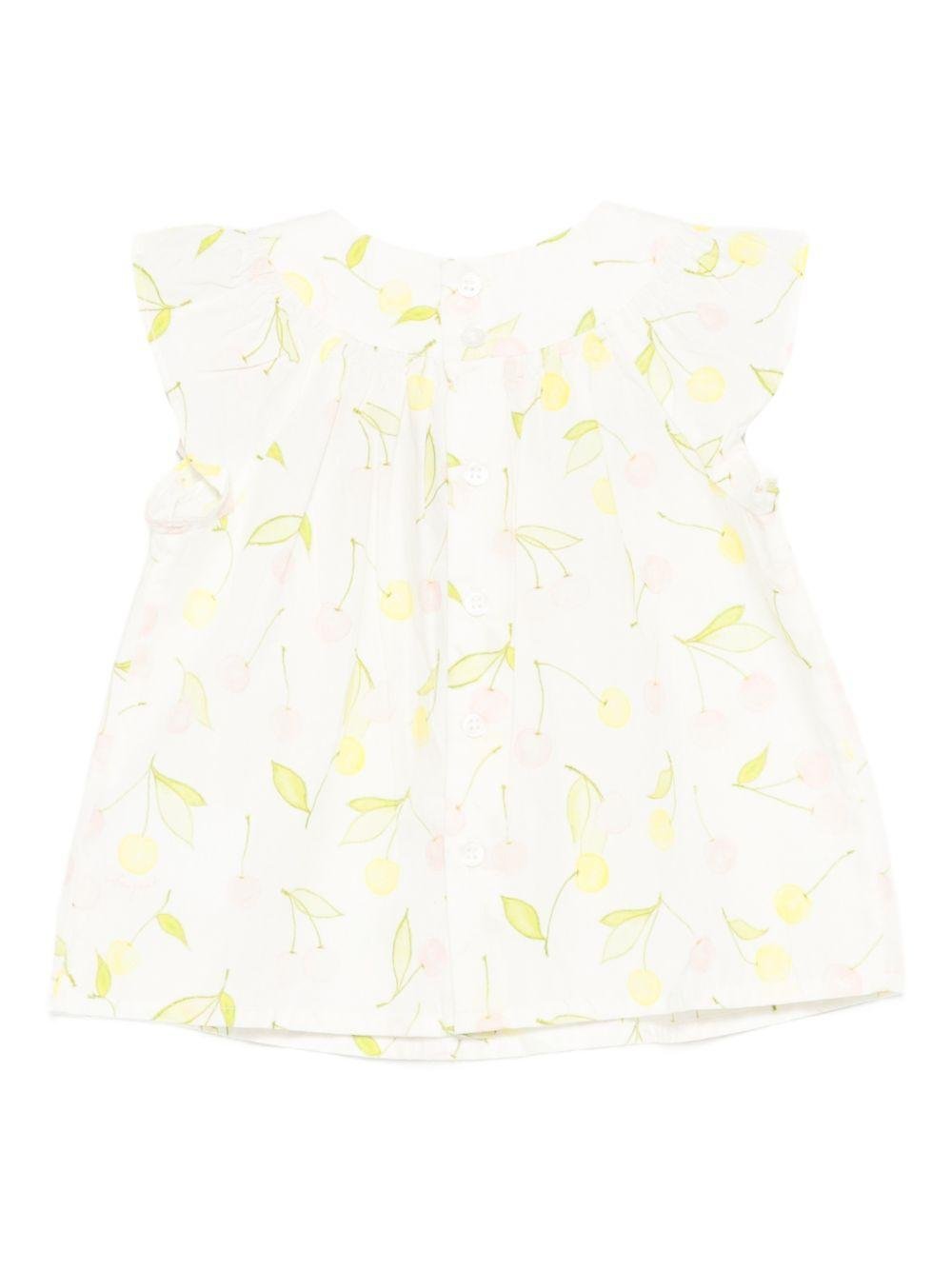 Camicia per neonata Bonpoint bianco con maniche arricciate - Rubino Kids