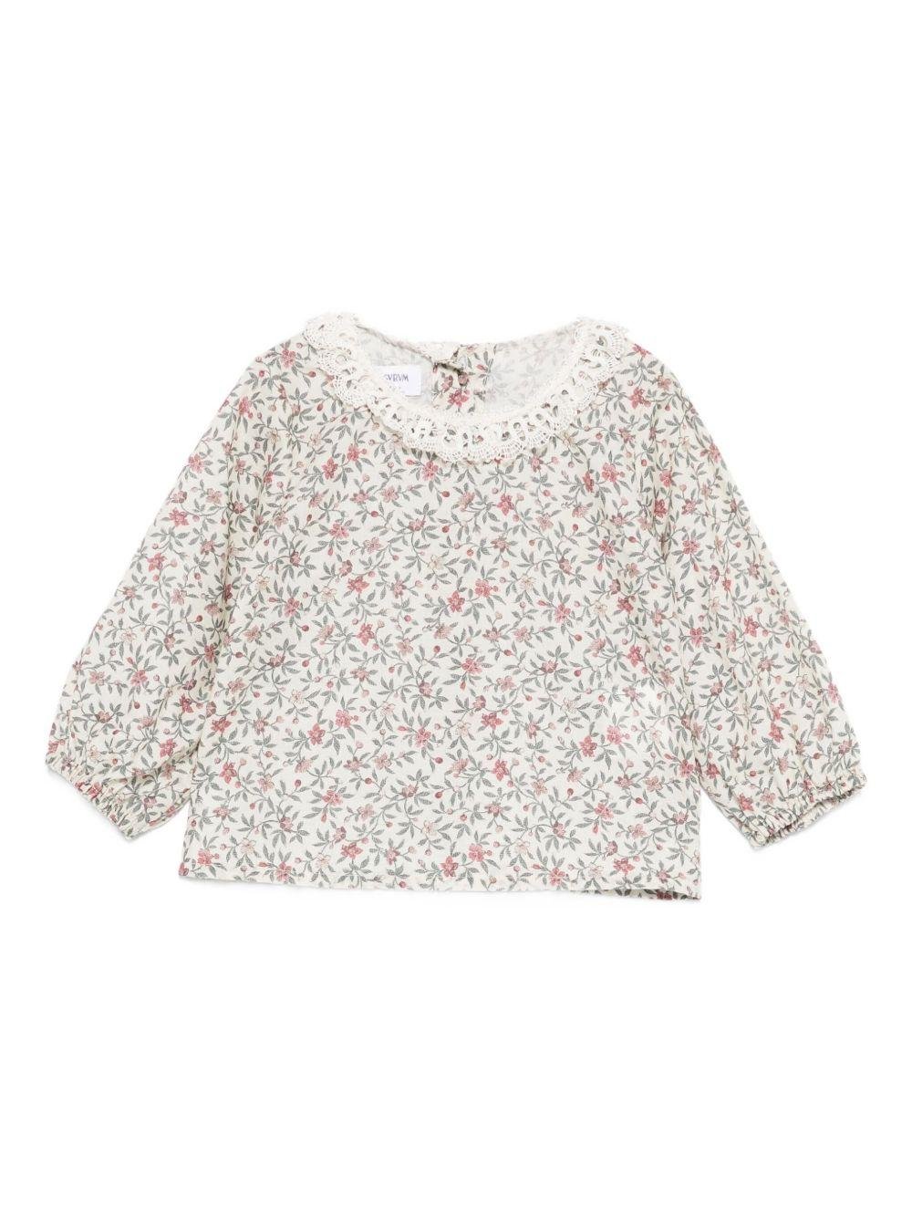 Camicia per neonata Jesurum Baby écru con stampa floreale - Rubino Kids