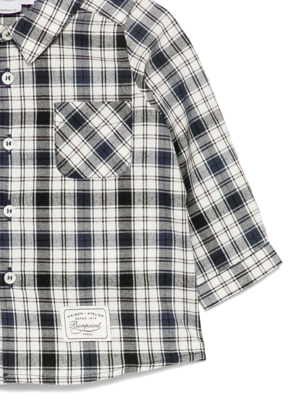 Camicia per neonato Bonpoint bianco con motivo a quadri - Rubino Kids