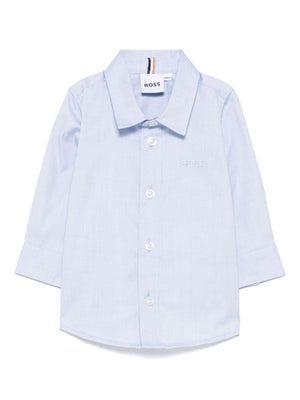 Camicia per neonato Boss Kids azzurro con logo ricamato