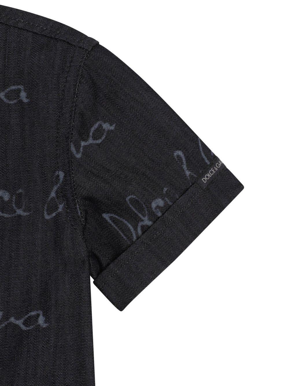Camicia per neonato Dolce & Gabbana Kids nero in denim con colletto classico - Rubino Kids