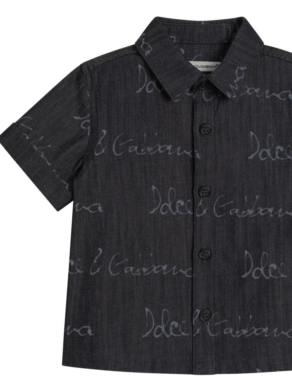 Camicia per neonato Dolce & Gabbana Kids nero in denim con colletto classico - Rubino Kids