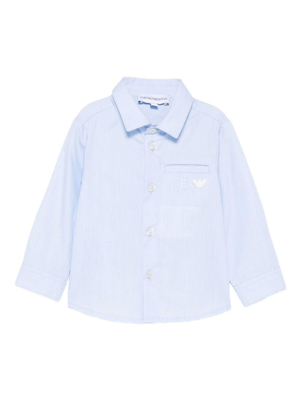 Camicia per neonato Emporio Armani Kids azzurra con dettagli ricamati - Rubino Kids