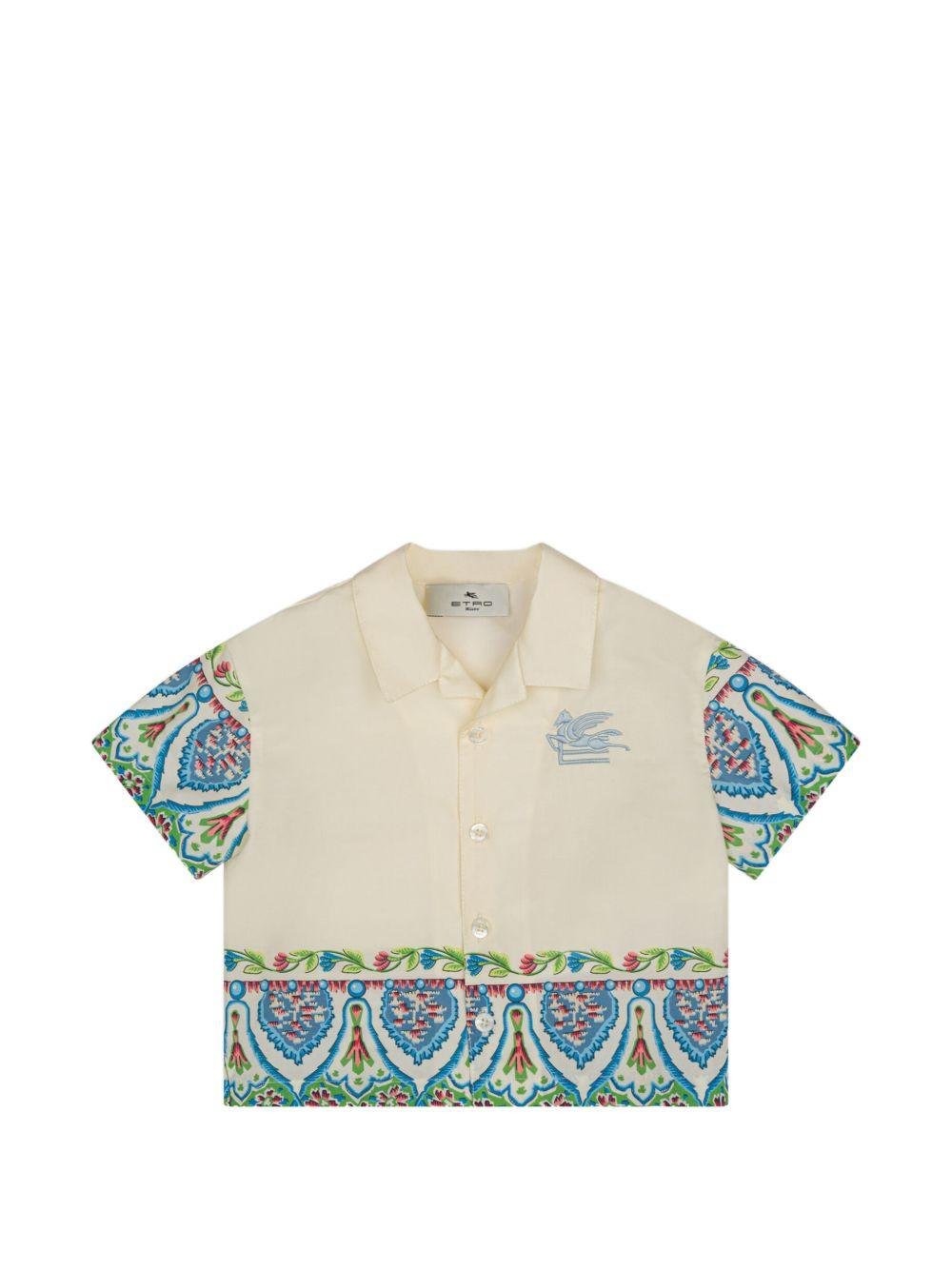 Camicia per neonato Etro Kids bianca con stampa floreale - Rubino Kids