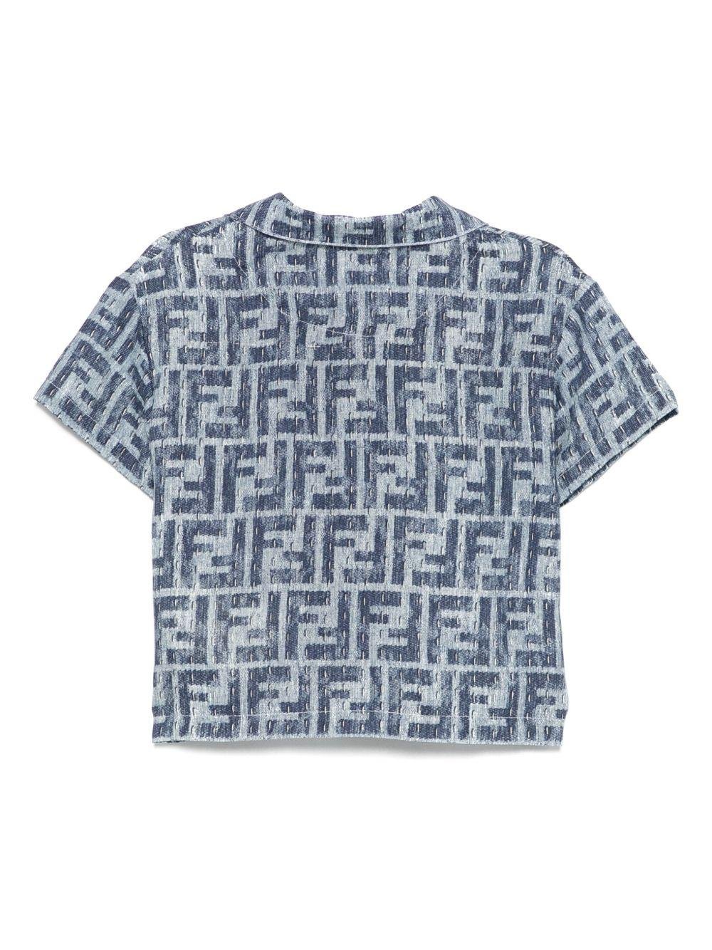 Camicia per neonato Fendi Kids denim con stampa FF - Rubino Kids