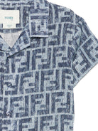 Camicia per neonato Fendi Kids denim con stampa FF - Rubino Kids