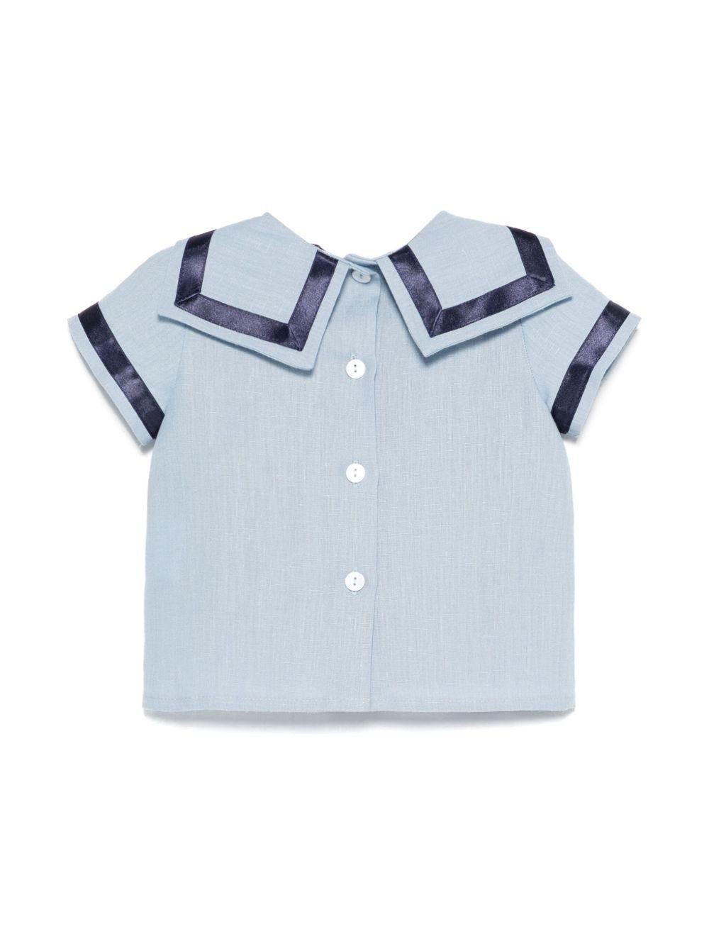 Camicia per neonato JESURUM BABY Ottavio azzurro con bordo a righe - Rubino Kids