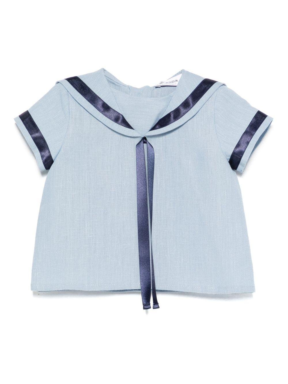 Camicia per neonato JESURUM BABY Ottavio azzurro con bordo a righe - Rubino Kids