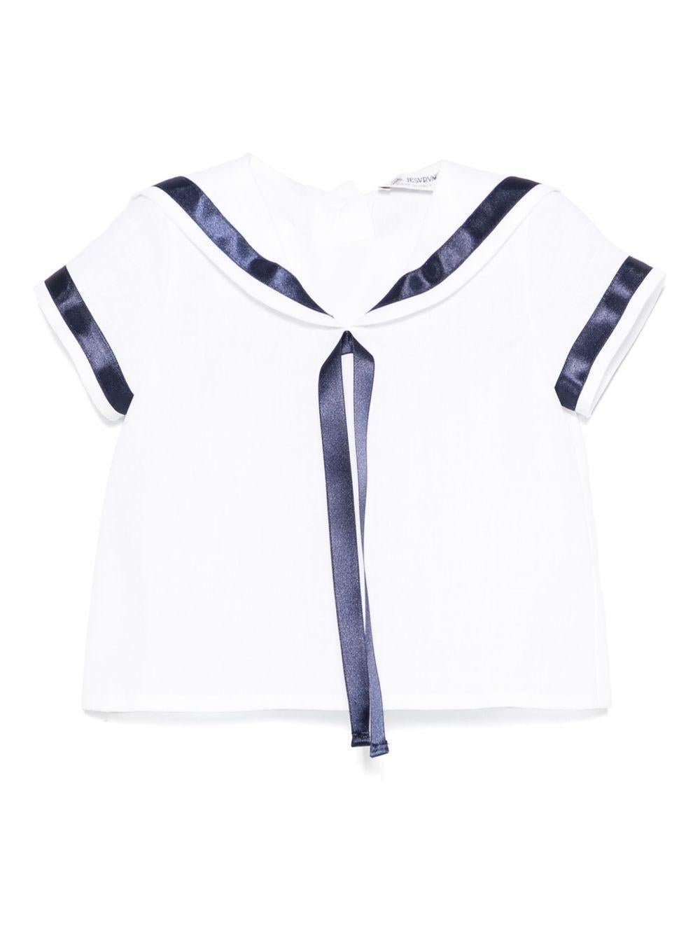 Camicia per neonato JESURUM BABY Ottavio bianco con bordo a righe - Rubino Kids