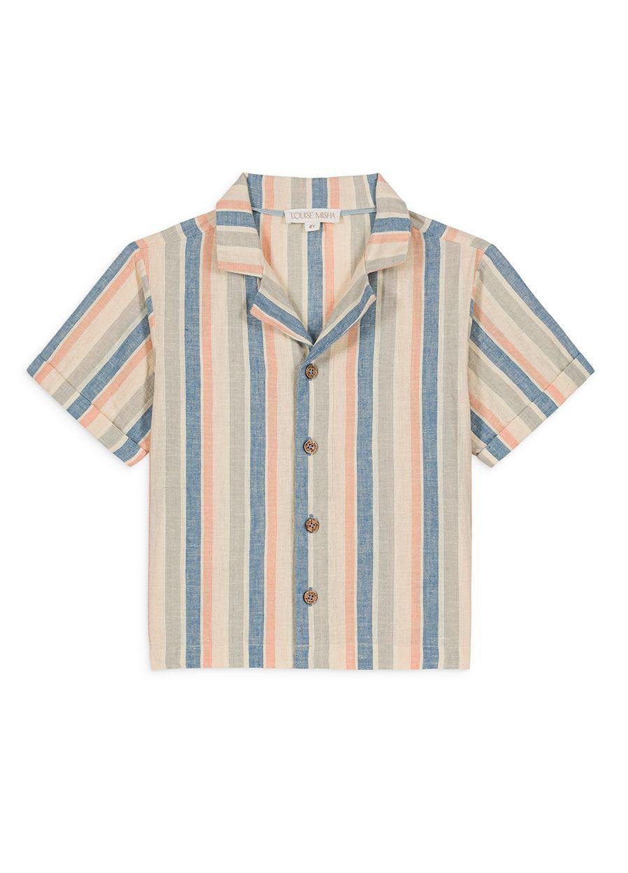 Camicia per neonato Louise Misha Kids beige con righe verticali - Rubino Kids