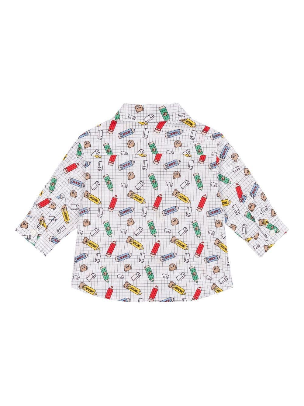 Camicia per neonato Moschino Kids bianco con stampa grafica - Rubino Kids