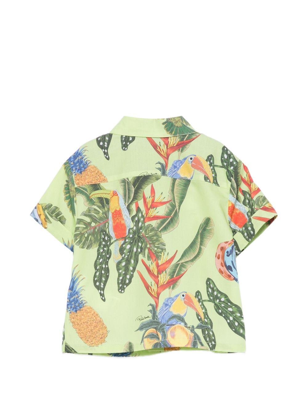 Camicia per neonato Roberto Cavalli Kids verde con stampa grafica tropicale - Rubino Kids