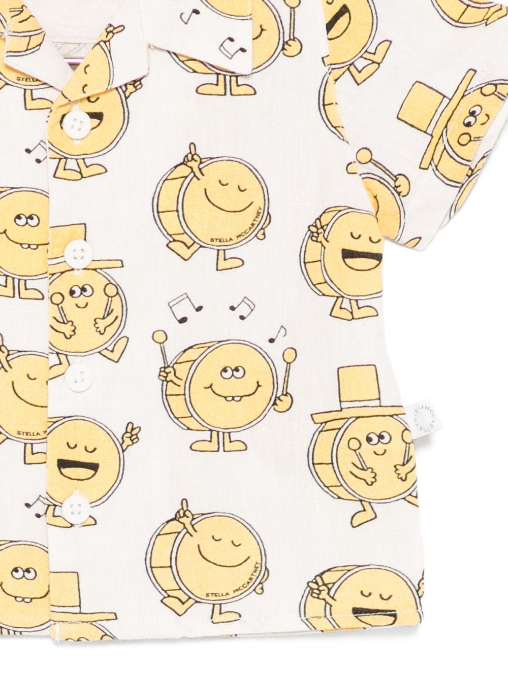 Camicia per neonato Stella McCartney Kids bianca con stampa tamburelli all - over - Rubino Kids
