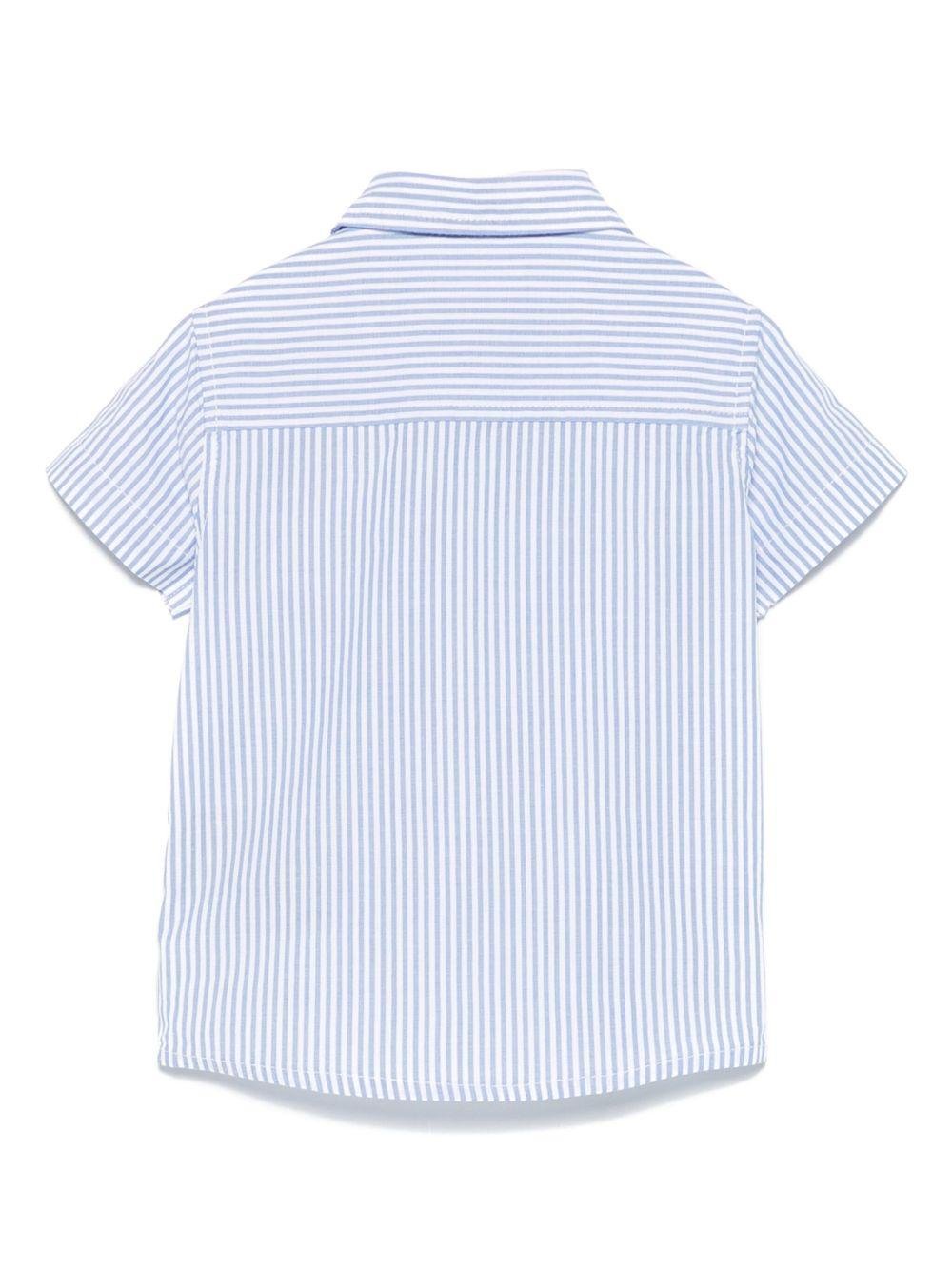 Camicia per neonato Trussardi Junior azzurro a righe con colletto classico e fibbia frontale - Rubino Kids