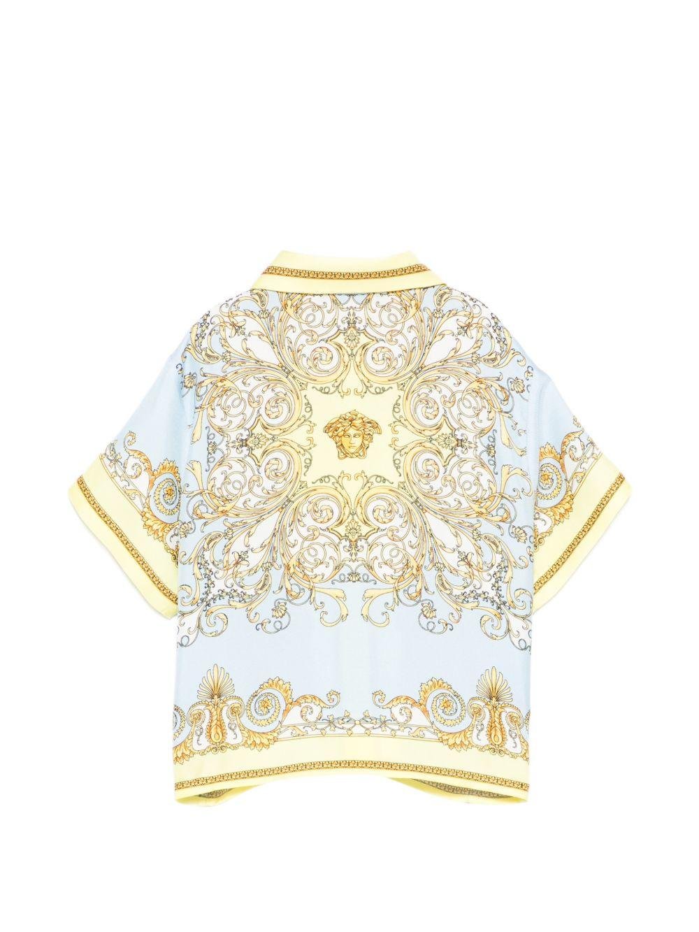 Camicia per neonato Versace Kids azzurra con design barocco - Rubino Kids