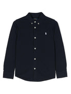 Camicia Polo Pony per bambino Polo Ralph Lauren blu con colletto button - down - Rubino Kids