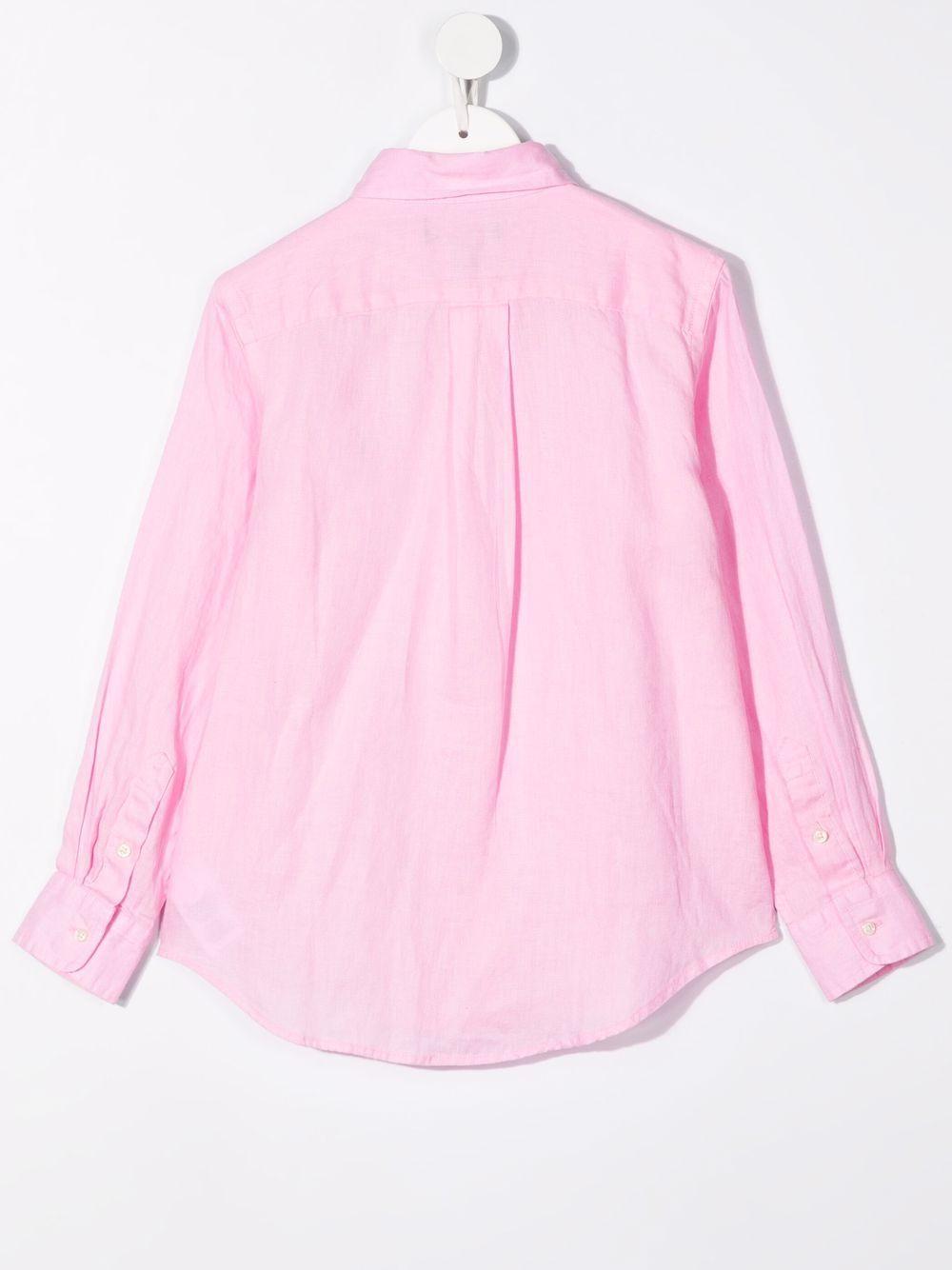 Camicia Polo Pony per bambino Ralph Lauren Kids rosa con polsini con bottone - Rubino Kids