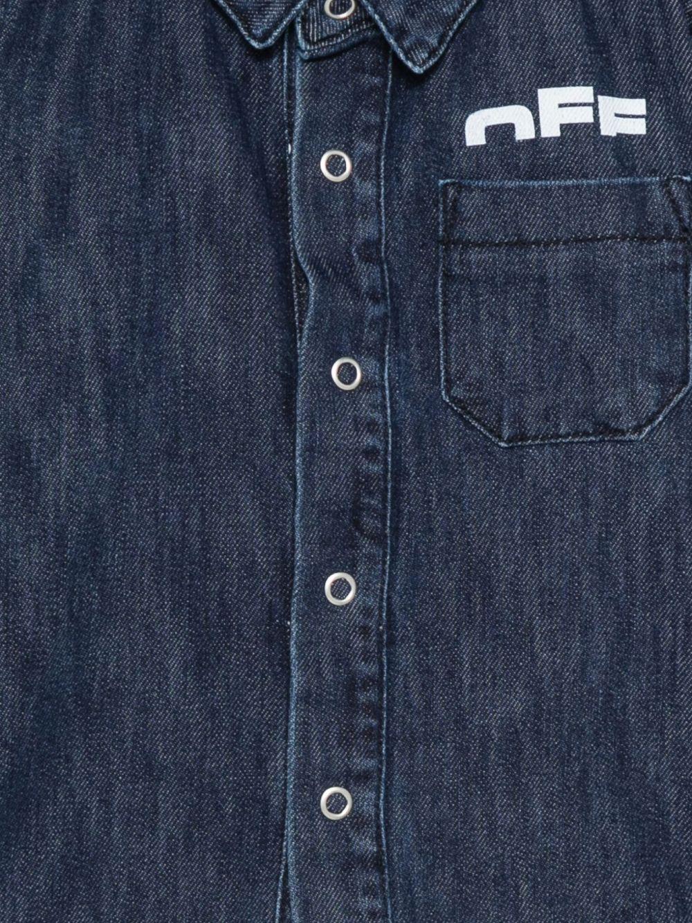 Camicie per neonato Off - White Kids denim con logo stampato e tasca sul petto - Rubino Kids