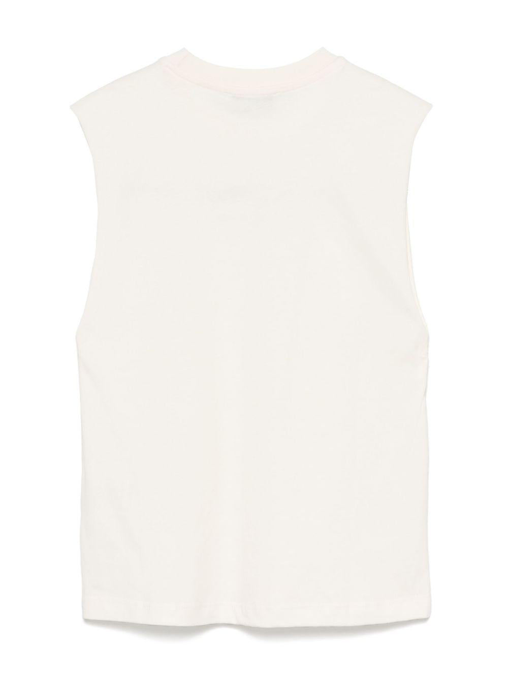 Canotta con stampa per bambino MSGM Kids beige con orlo a taglio vivo - Rubino Kids