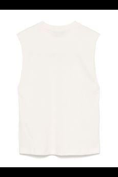 Canotta con stampa per bambino MSGM Kids beige con orlo a taglio vivo - Rubino Kids