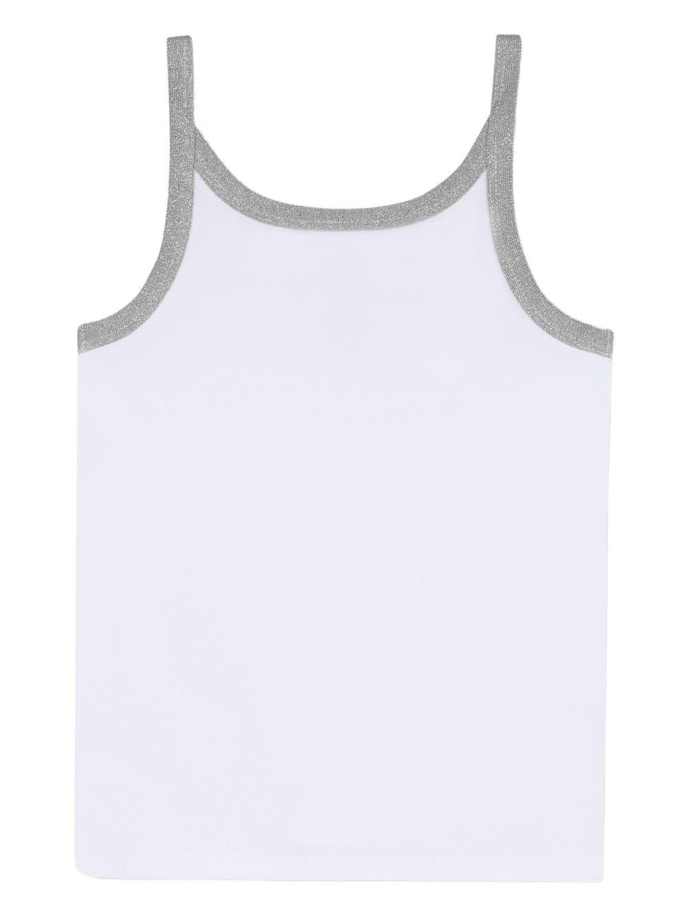 Canotta per bambina Dkny Kids bianca con dettaglio a contrasto - Rubino Kids