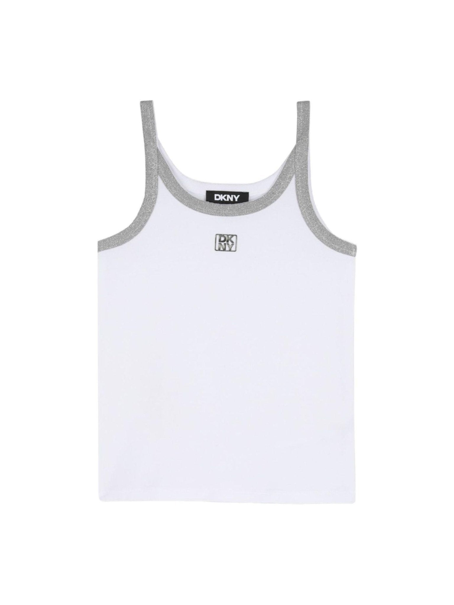 Canotta per bambina Dkny Kids bianca con dettaglio a contrasto - Rubino Kids