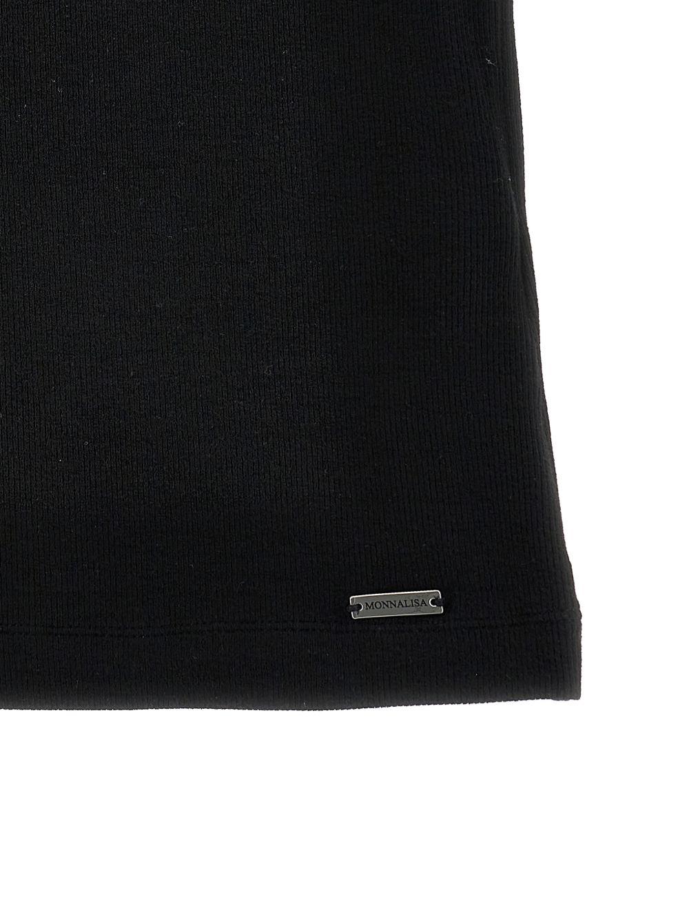 Canotta per bambina Monnalisa nera con placca con logo - Rubino Kids