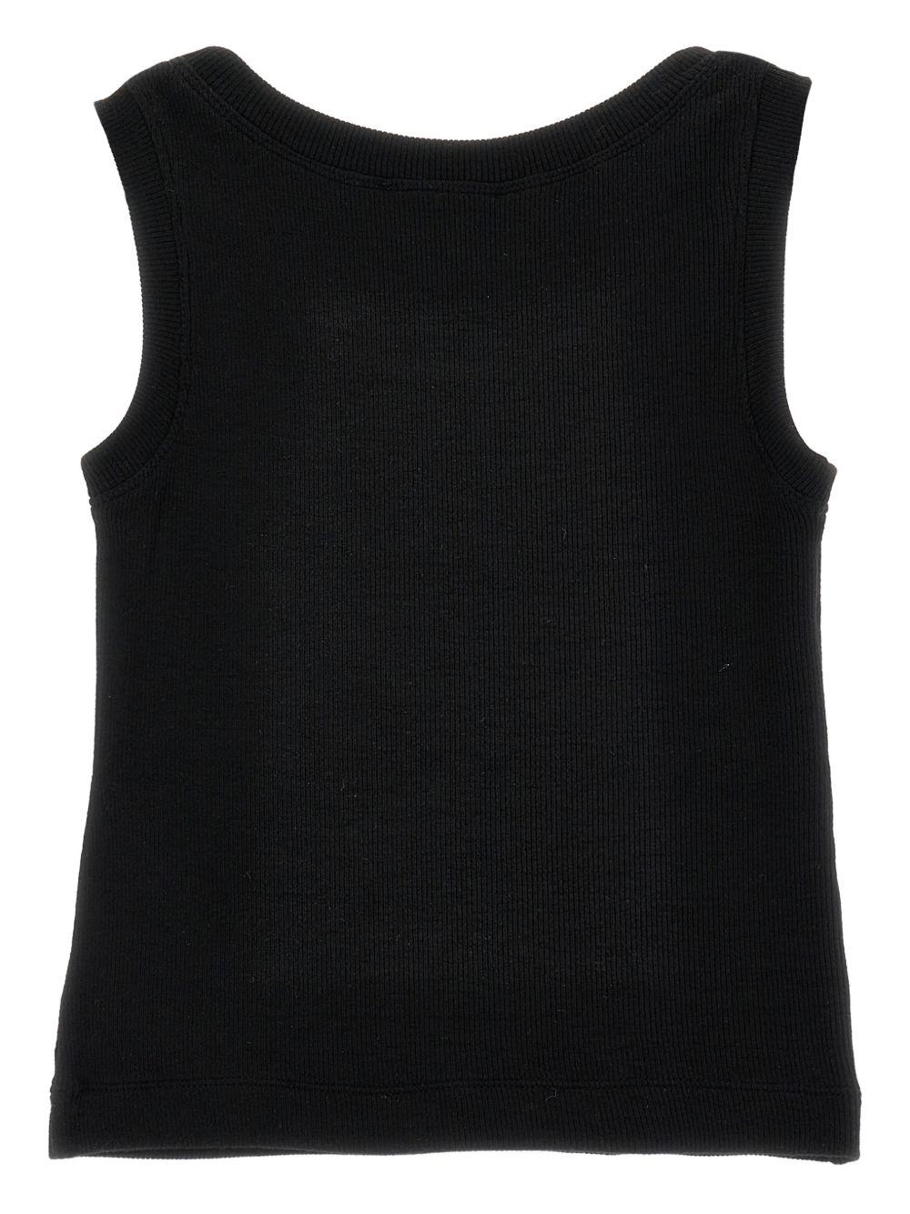 Canotta per bambina Monnalisa nera con placca con logo - Rubino Kids