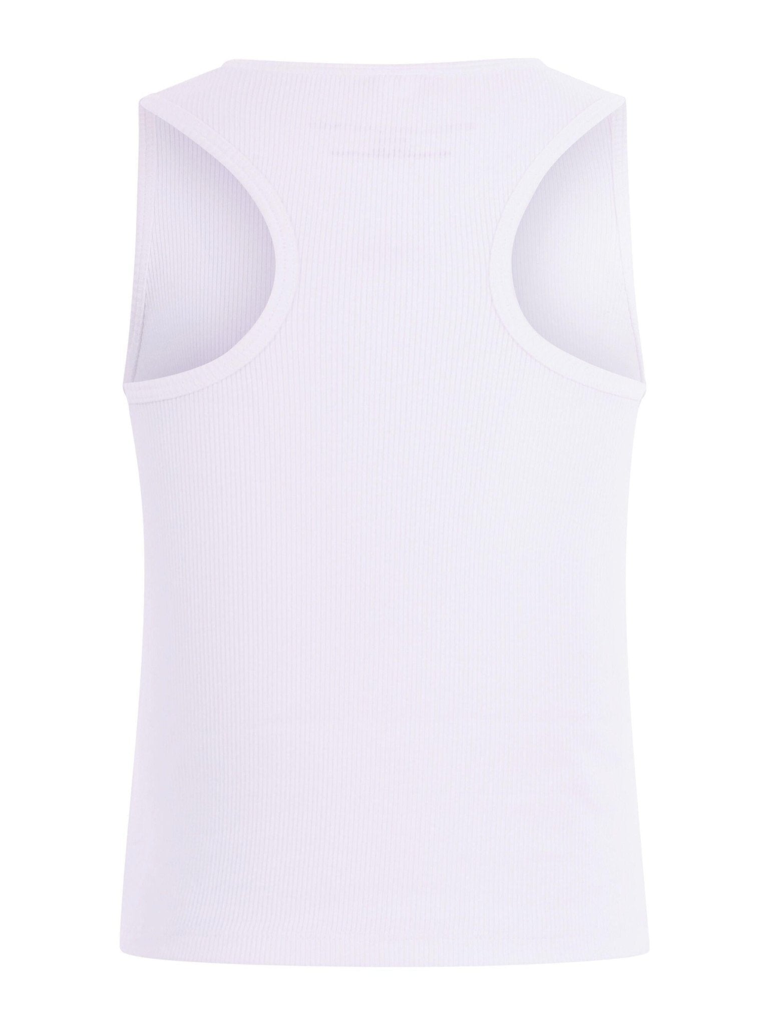 Canotta per bambina Stella McCartney Kids bianca con logo sul davanti a contrasto - Rubino Kids