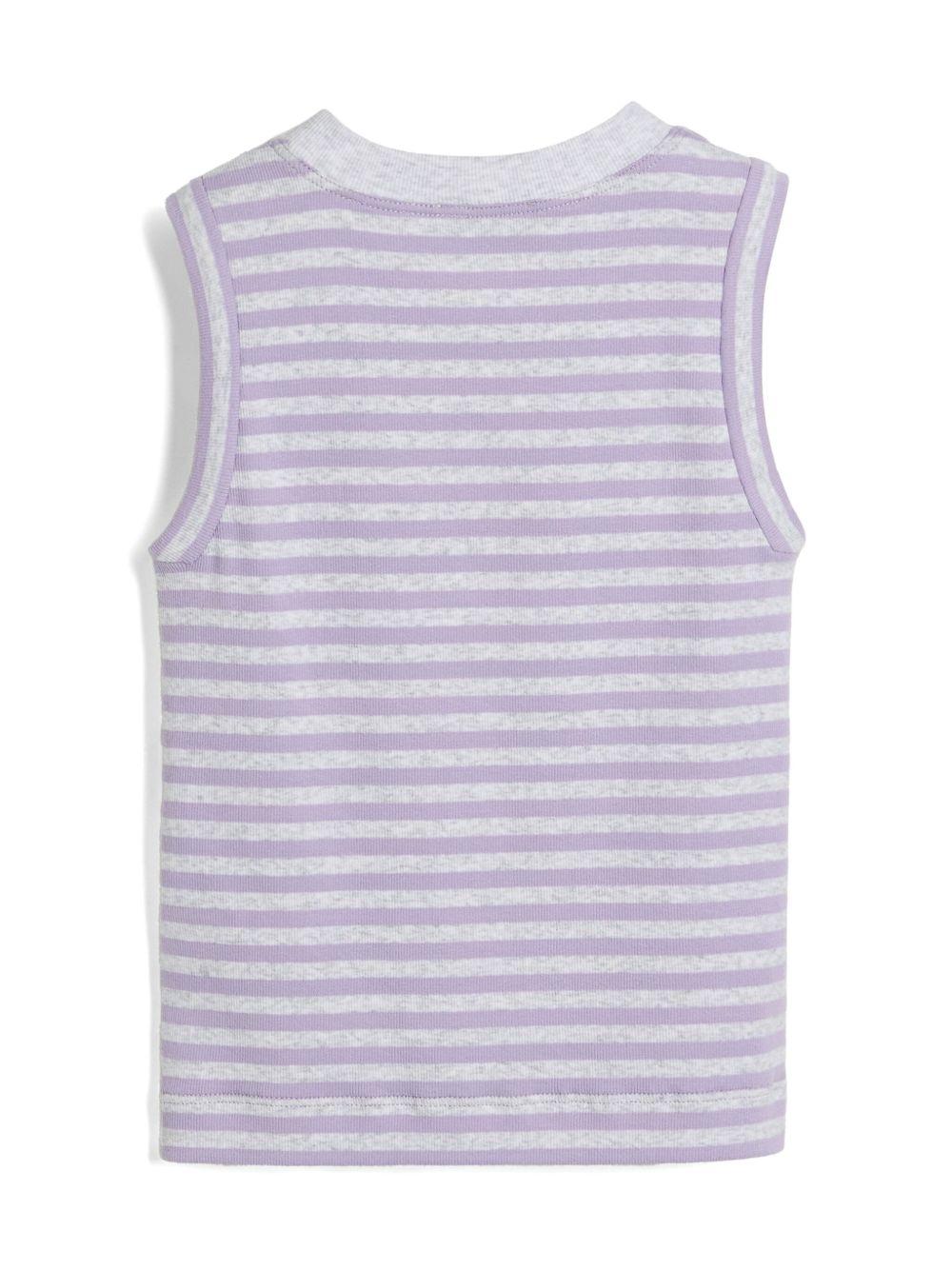 Canotta per bambino Brunello Cucinelli Kids lilla con stampa a righe e design a coste - Rubino Kids