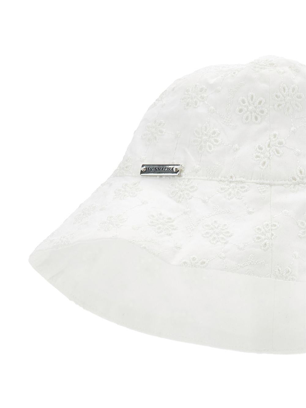 Cappello bucket per bambina Monnalisa bianco con motivo a fiori - Rubino Kids