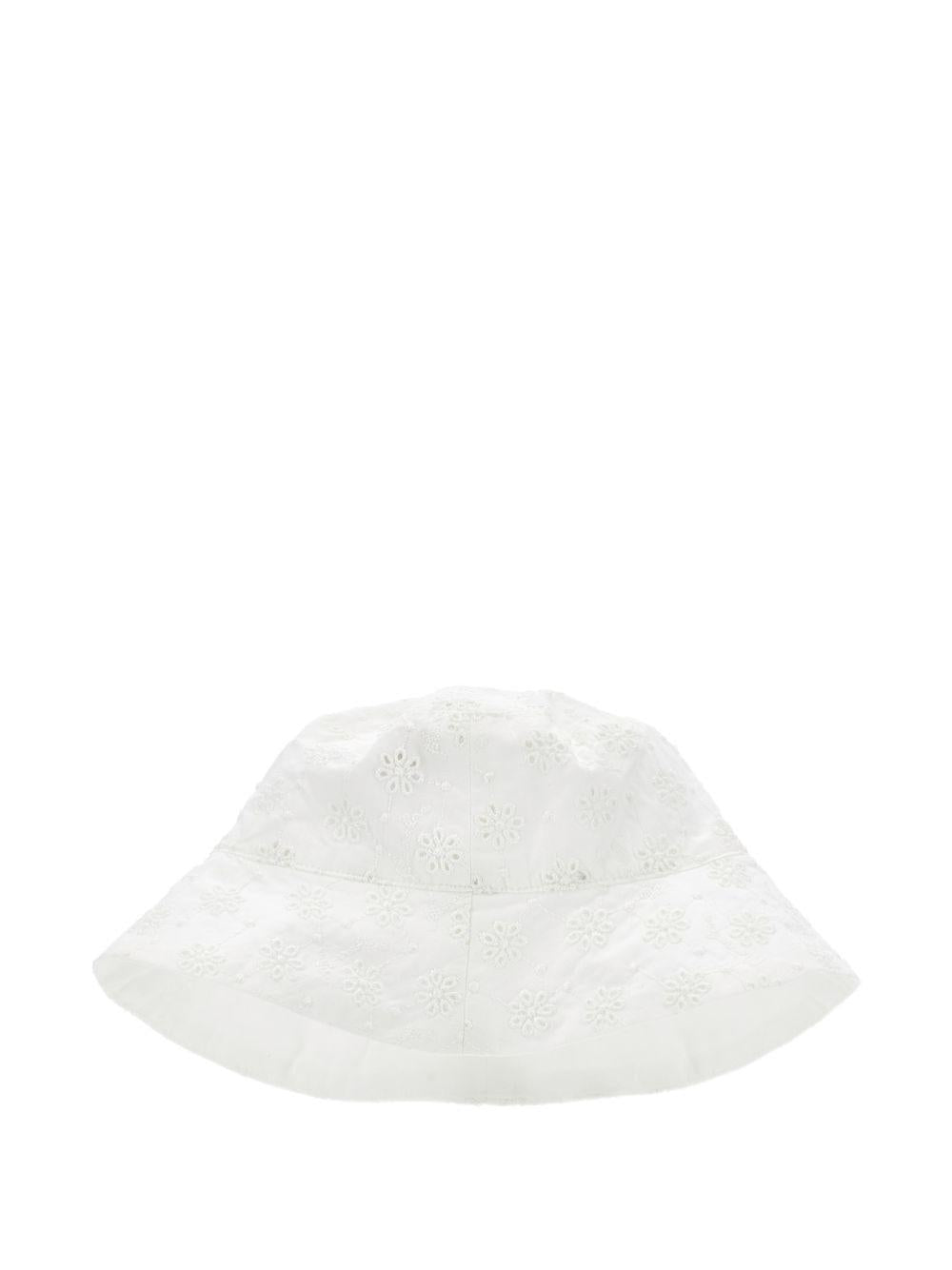 Cappello bucket per bambina Monnalisa bianco con motivo a fiori - Rubino Kids