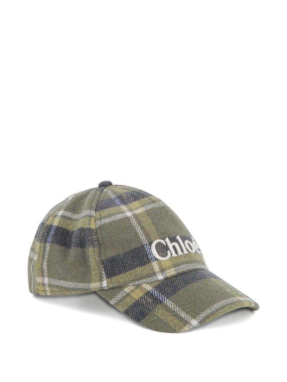 Cappello da baseball per bambina Chloé Kids verde con motivo a quadri - Rubino Kids