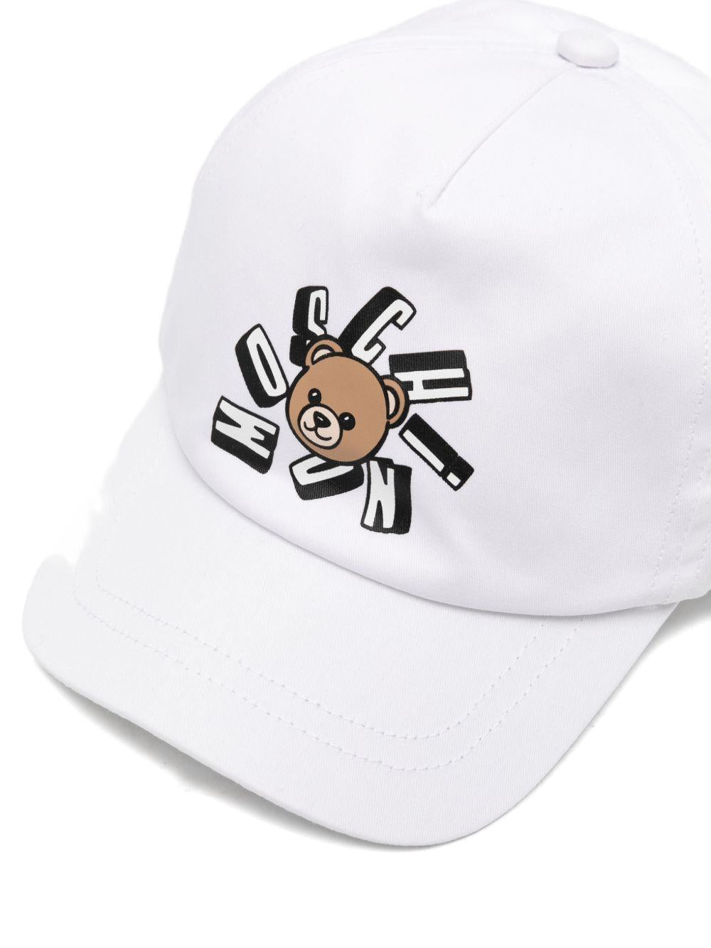 Cappello da baseball per bambini Moschino Kids bianco con logo sul davanti - Rubino Kids