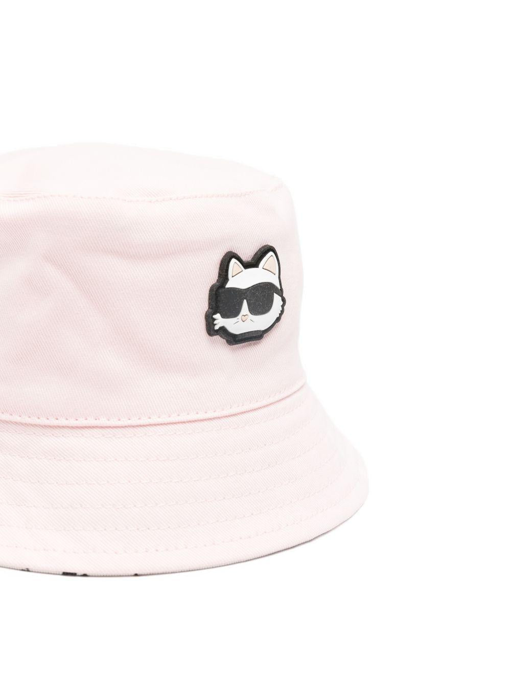 Cappello da pescatore per bambina Karl Lagerfeld Kids reversibile con toppa e logo - Rubino Kids