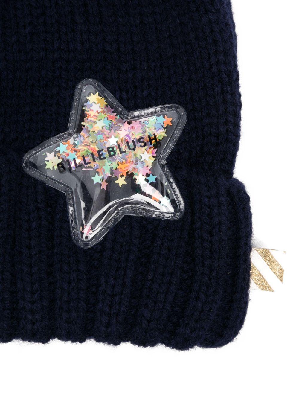 Cappello per bambina Billieblush blu con pompon e dettagli a stella - Rubino Kids
