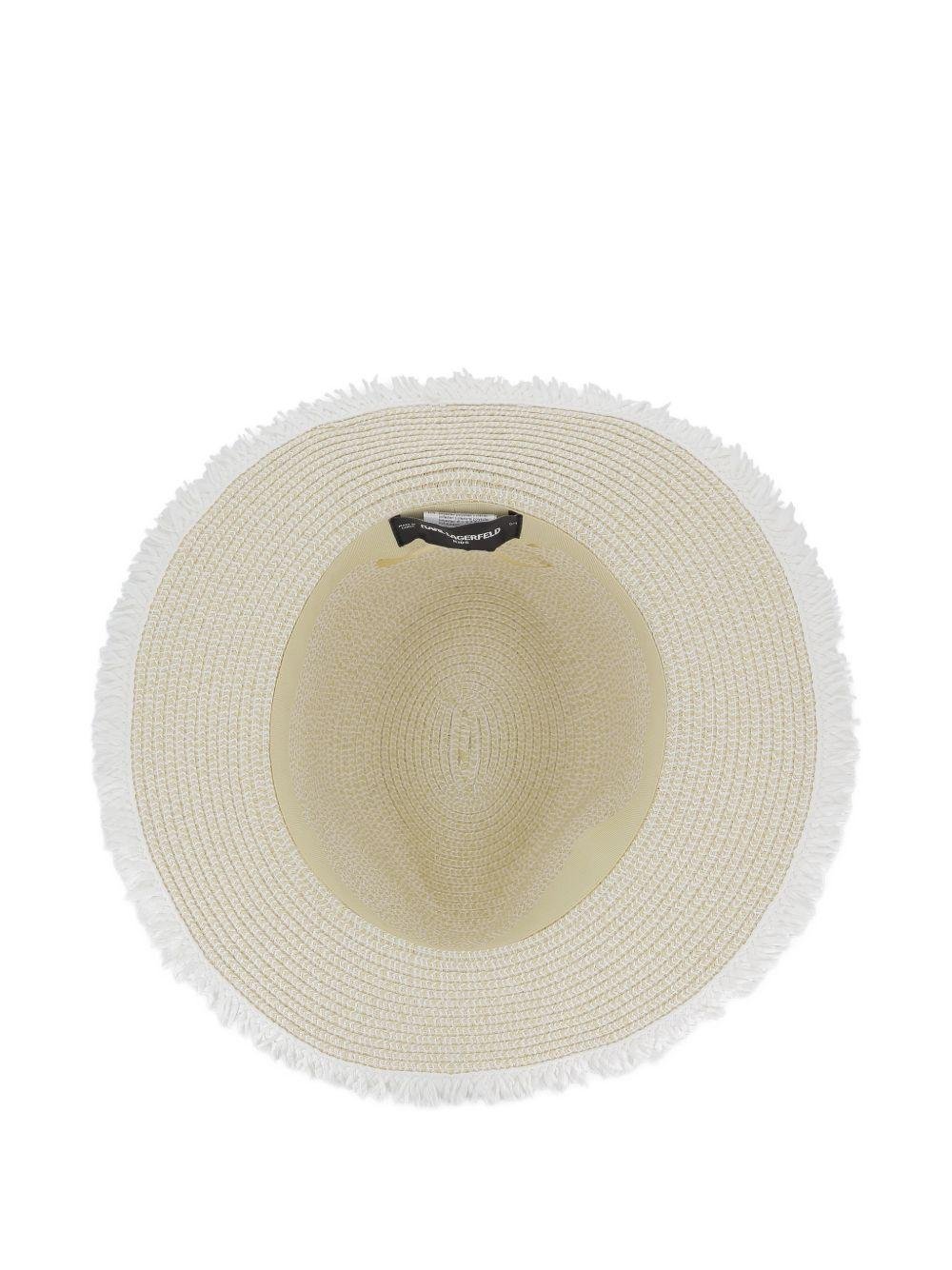 Cappello per bambina Karl Lagerfeld Kids bianco a righe sfilacciato - Rubino Kids