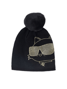 Cappello per bambina Karl Lagerfeld Kids nero con stampa Choupette - Rubino Kids