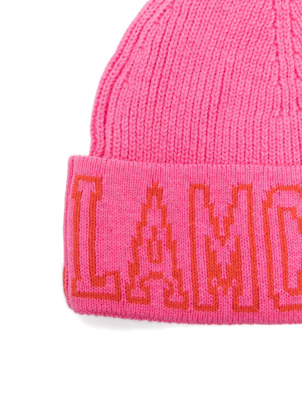 Cappello per bambina Stella McCartney Kids rosa con logo e lavorazione a coste - Rubino Kids