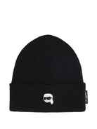 Cappello per bambini Karl Lagerfeld Kids nero con Ikon Karl e tesa con piega - Rubino Kids