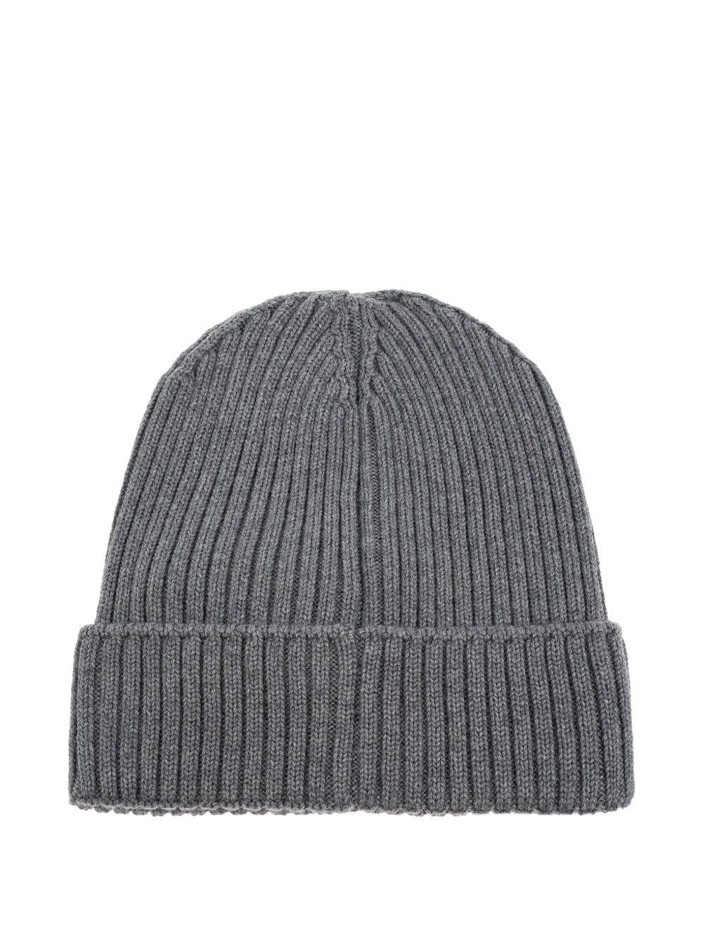 Cappello per bambini Moncler Enfant grigio con applicazione logo - Rubino Kids