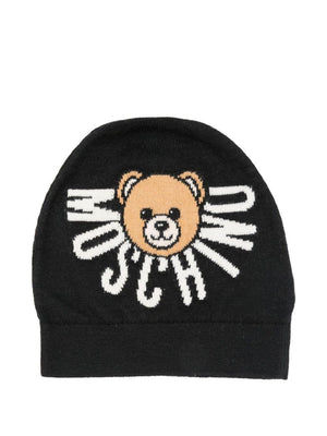 Cappello per bambini Moschino Kids nero con logo ricamato