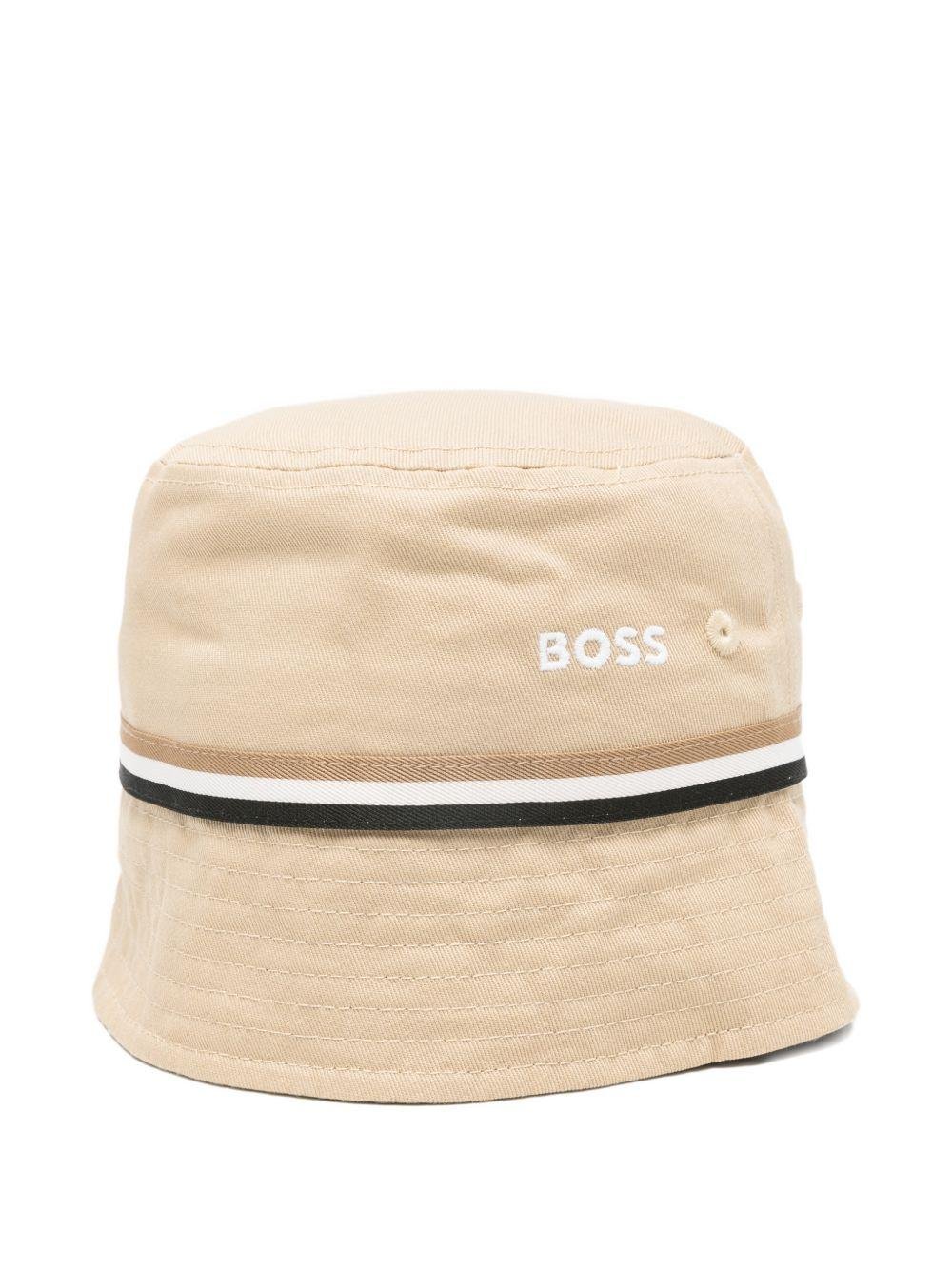 Cappello per bambino Boss Kidswear beige con rifiniture a righe - Rubino Kids
