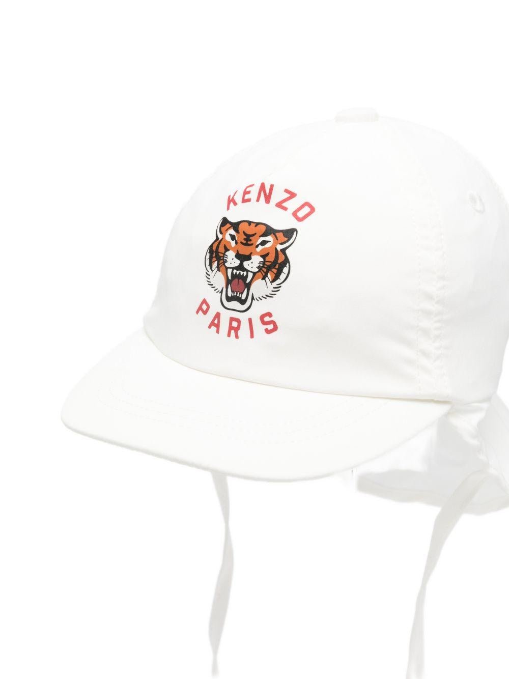 Cappello per bambino Kenzo Kids bianco con ricamo Tiger - Rubino Kids