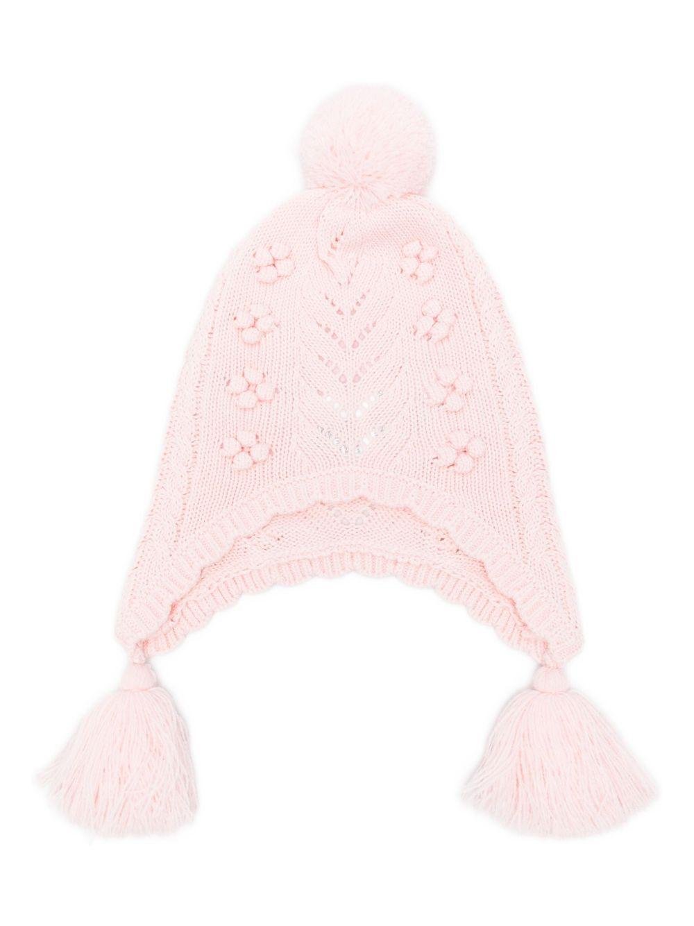 Cappello per neonata Louise Misha rosa con nappe - Rubino Kids