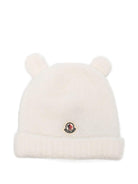 Cappello per neonati Moncler Enfant bianco con dettaglio con orecchie da orsacchiotto - Rubino Kids